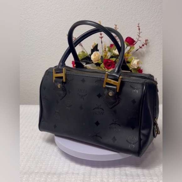 MCM Black Satchel with Gold Accents - Picture 4 of 13